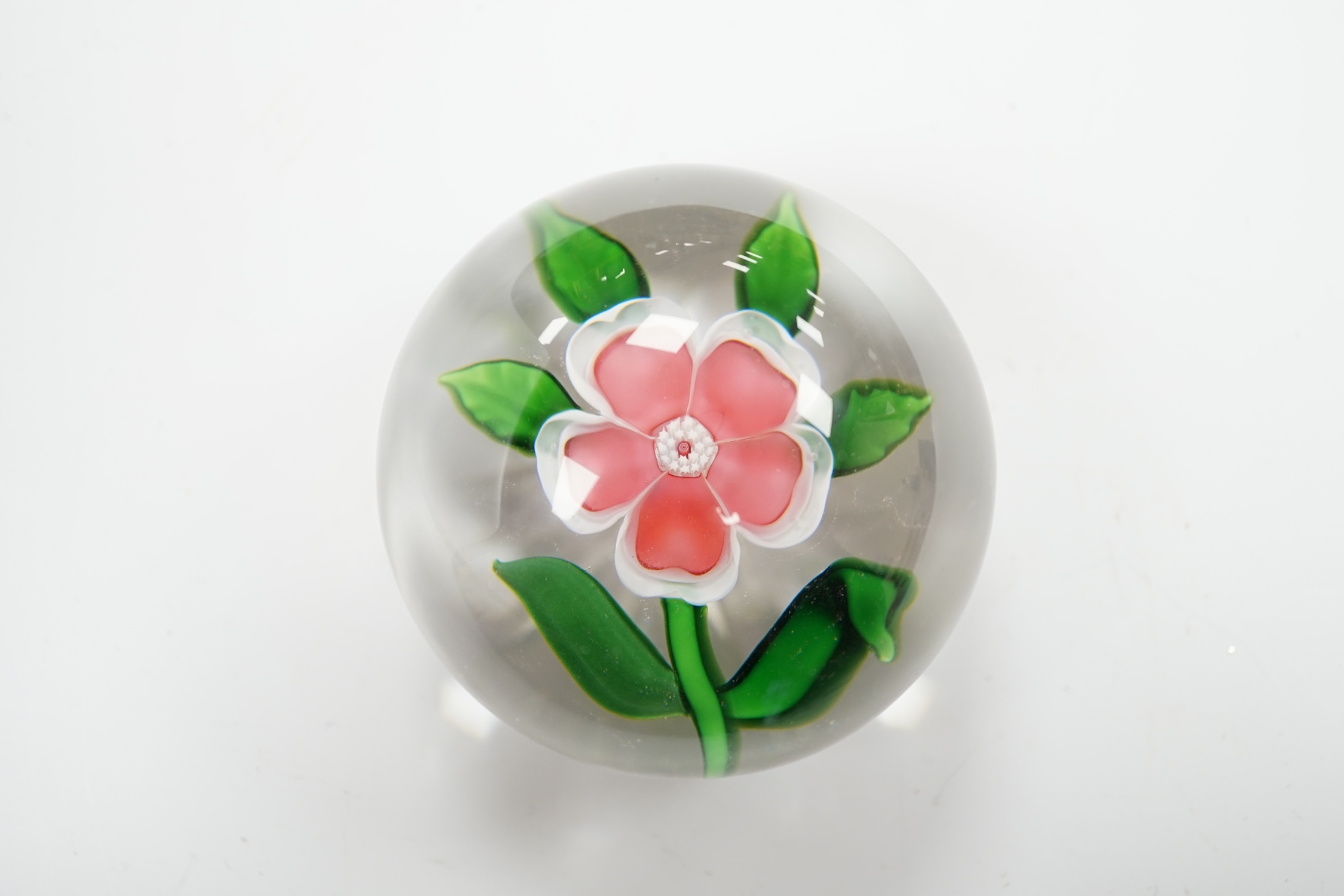 A Baccarat glass dog-rose paperweight, 6cm in diameter